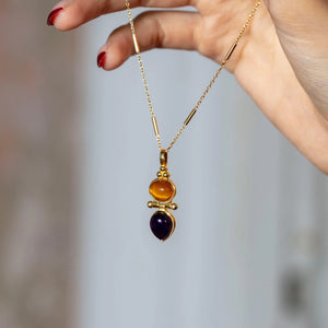 Odisea Tiger Eye and Amethyst Necklace