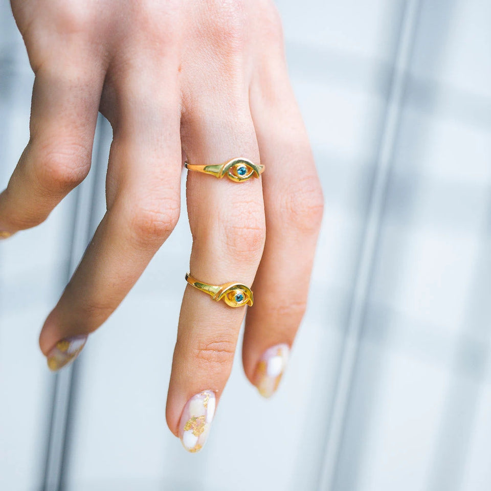 Evil Eye Blue Topaz Ring