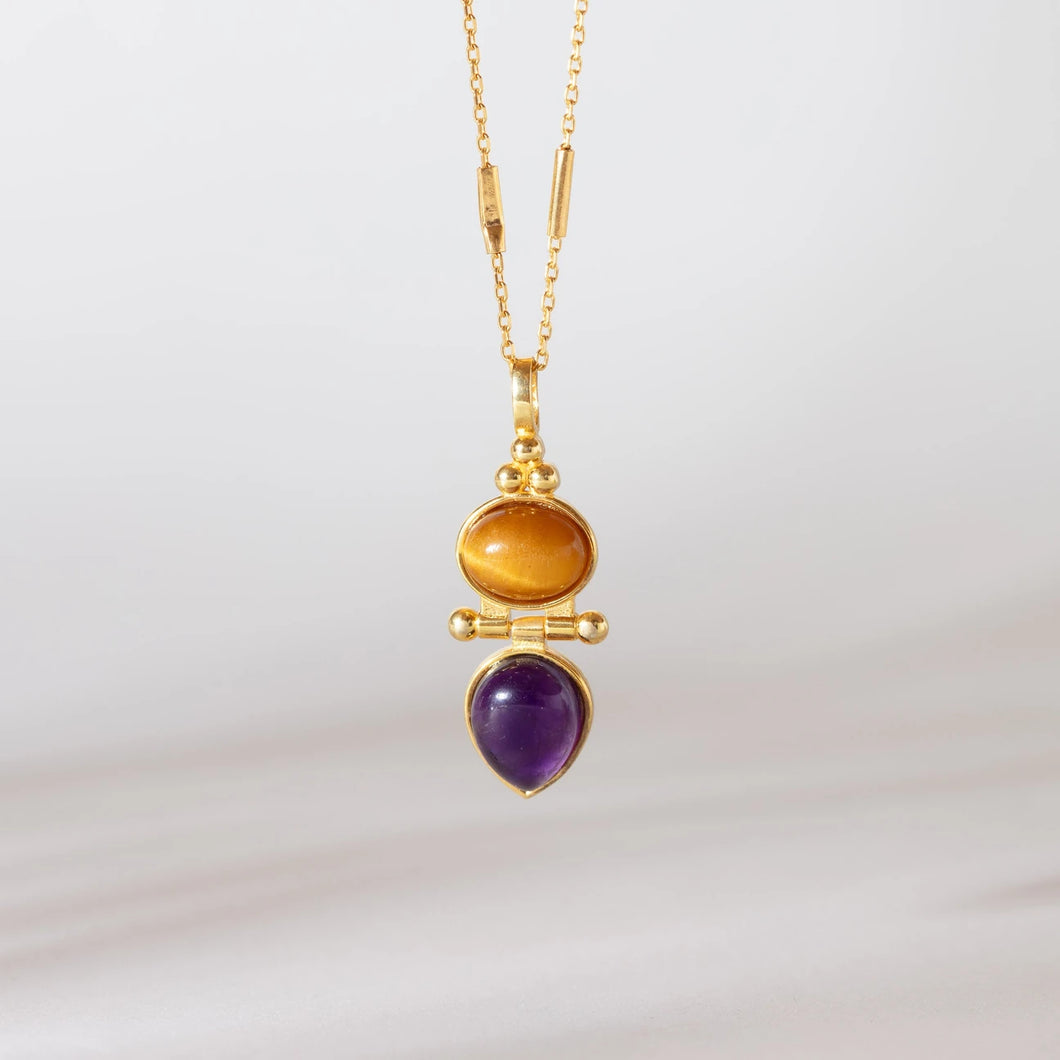 Odisea Tiger Eye and Amethyst Necklace
