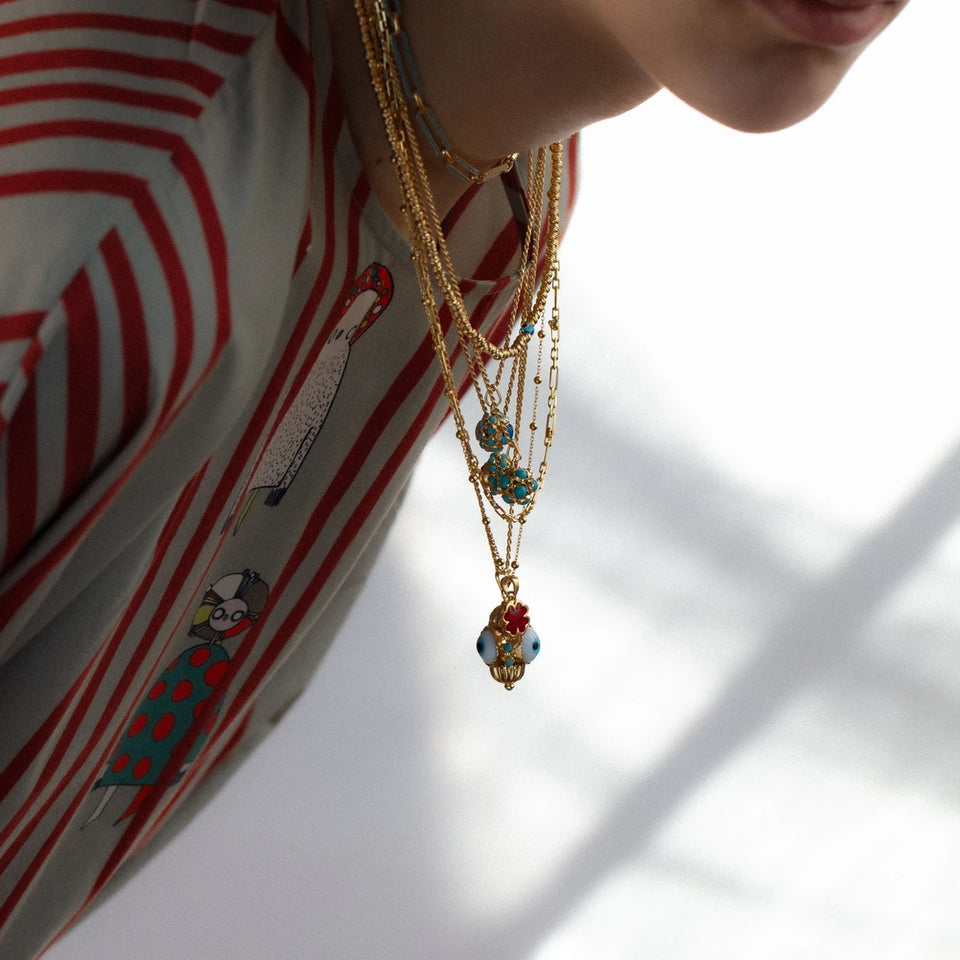 Evil Eye Bead Vintage Necklace - Blue
