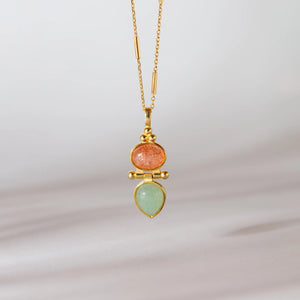 Odisea Strawberry Quartz and Aventurine Necklace