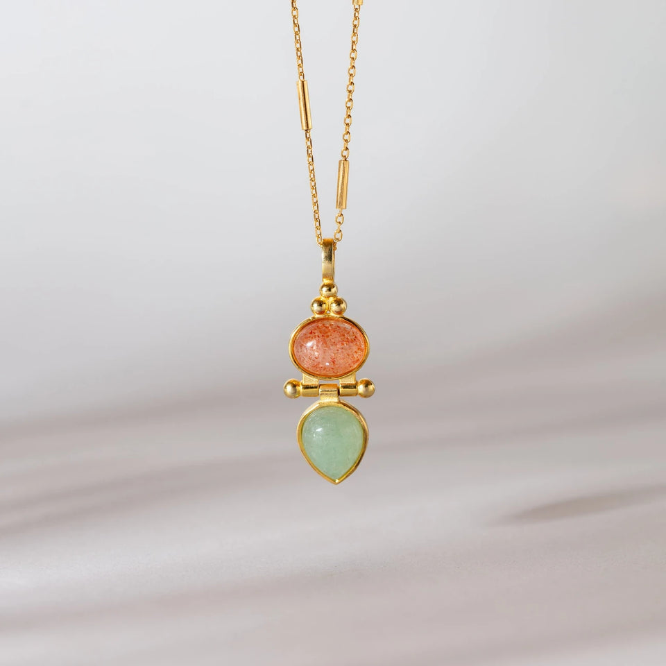Odisea Strawberry Quartz and Aventurine Necklace