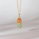 Odisea Strawberry Quartz and Aventurine Necklace