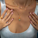 Odisea Strawberry Quartz and Aventurine Necklace