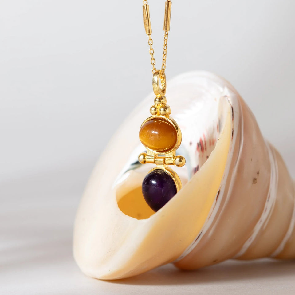 Odisea Tiger Eye and Amethyst Necklace